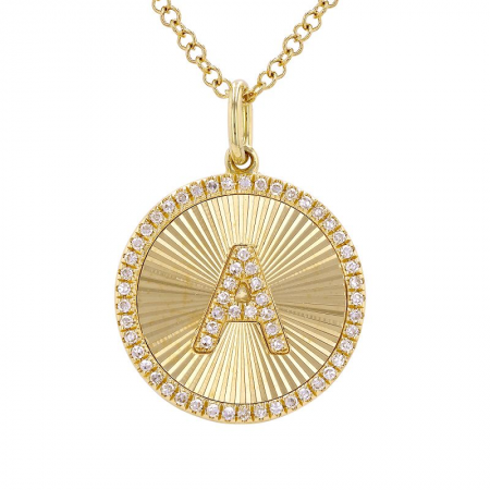 FLUTED CIRCLE INITIAL NECKLACE