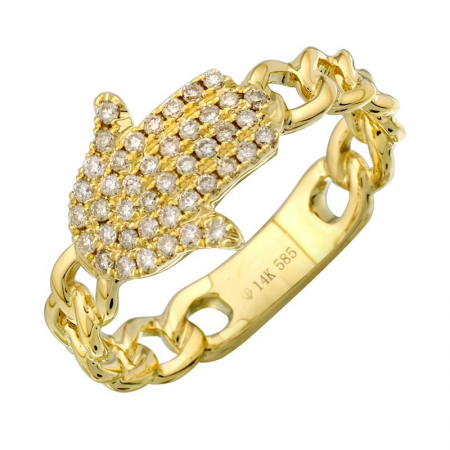 LARGE DIAMOND HAMSA LINK RING