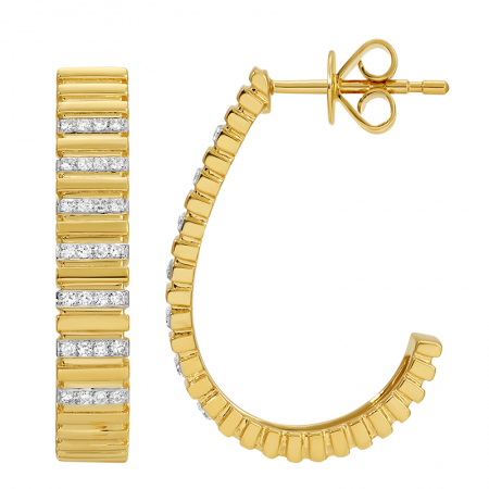 DIAMOND FLUTED J EARRINGS
