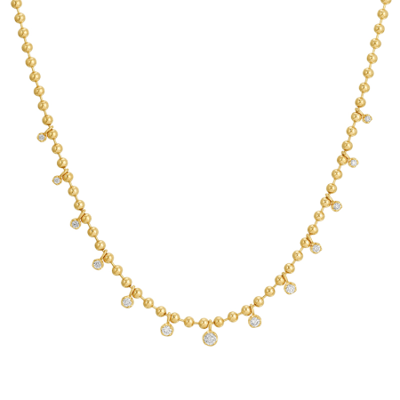 HANGING DIAMONDS ON BALL CHAIN NECKLACE