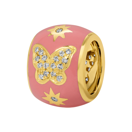 PINK ENAMEL BUTTERFLY RONDELLE