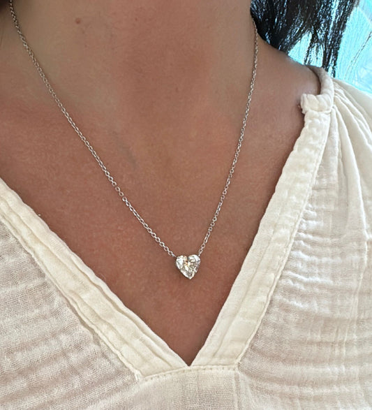LAB DIAMOND HEART SOLITAIRE NECKLACE