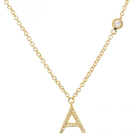 INITIAL AND DIAMOND BEZEL NECKLACE