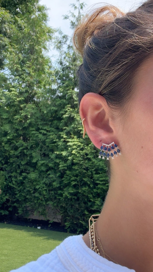 BLUE SAPPHIRE FAN EARRINGS