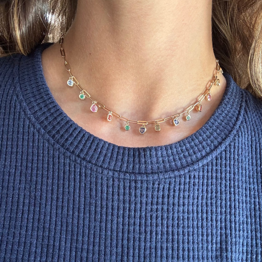 MULTICOLOR SAPPHIRE HANGING NECKLACE
