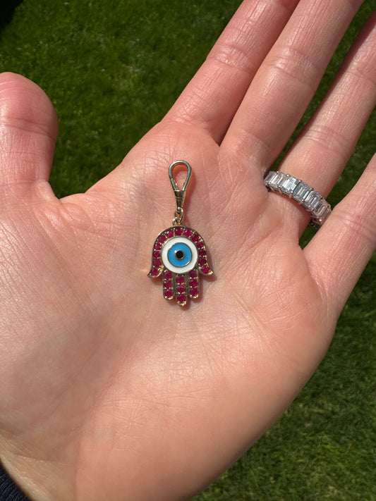 RUBY HAMSA CHARM