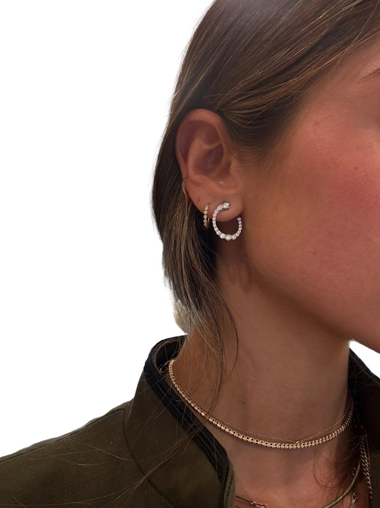 GRADUATED LAB DIAMOND SWOOP EARRINGS