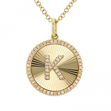 FLUTED CIRCLE INITIAL NECKLACE