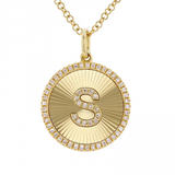 FLUTED CIRCLE INITIAL NECKLACE