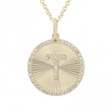FLUTED CIRCLE INITIAL NECKLACE