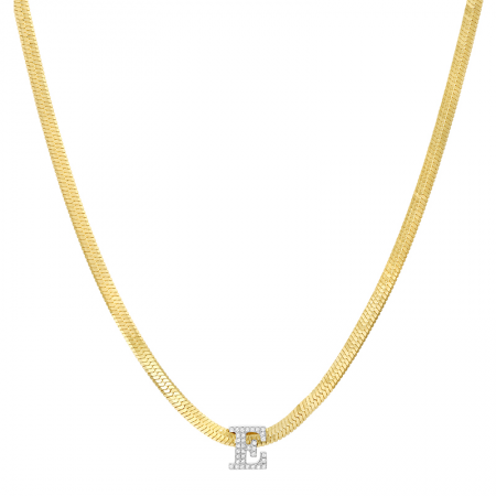 DIAMOND INITIAL HERRINGBONE NECKLACE