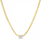 DIAMOND INITIAL HERRINGBONE NECKLACE