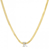 DIAMOND INITIAL HERRINGBONE NECKLACE