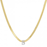 DIAMOND INITIAL HERRINGBONE NECKLACE