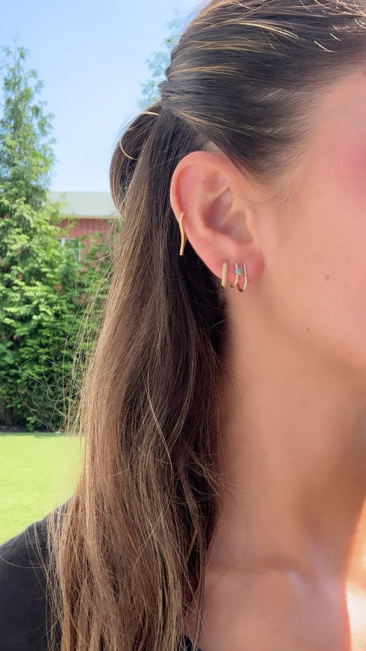 GOLD AND DIAMOND TURQUOISE EARRINGS