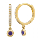 BLUE SAPPHIRE DROP DIAMOND HUGGIES