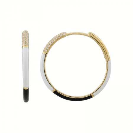 BLACK AND WHITE ENAMEL HOOPS