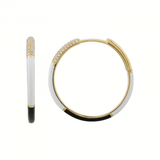 BLACK AND WHITE ENAMEL HOOPS