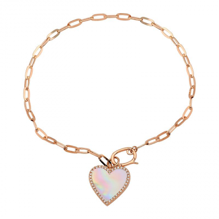 MOTHER OF PEARL HEART LINK BRACELET