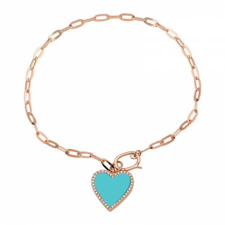TURQUOISE HEART LINK BRACELET