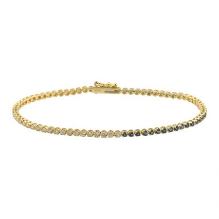 HALF BLUE SAPPHIRE HALF DIAMOND TENNIS BRACELET