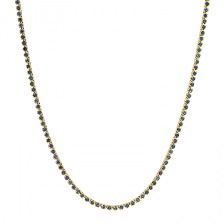 BLUE SAPPHIRE CROWN PRONG TENNIS NECKLACE