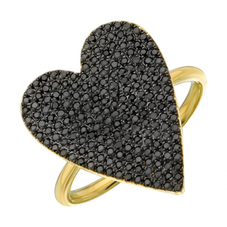 LARGE BLACK DIAMOND HEART RING