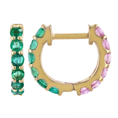 HALF EMERALD HALF PINK SAPPHIRE HUGGIES