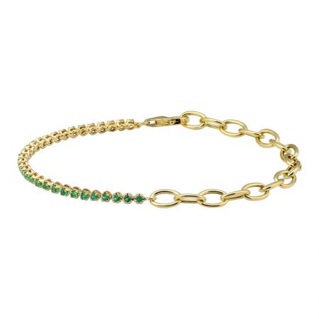 HALF EMERALD HALF LINK BRACELET