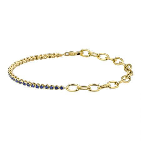 HALF BLUE SAPPHIRE HALF LINK BRACELET