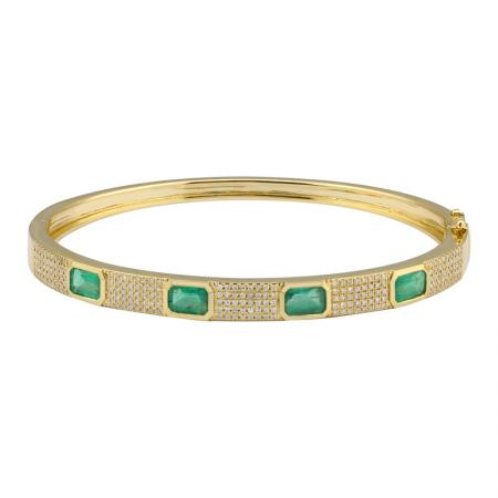 4 EMERALDS DIAMOND BANGLE