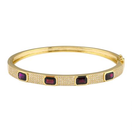 4 RUBIES DIAMOND BANGLE