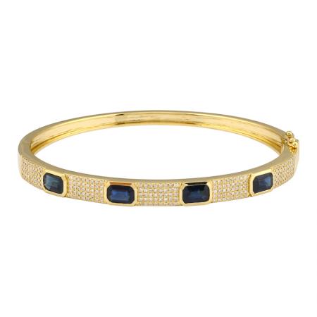 4 SAPPHIRES DIAMOND BANGLE
