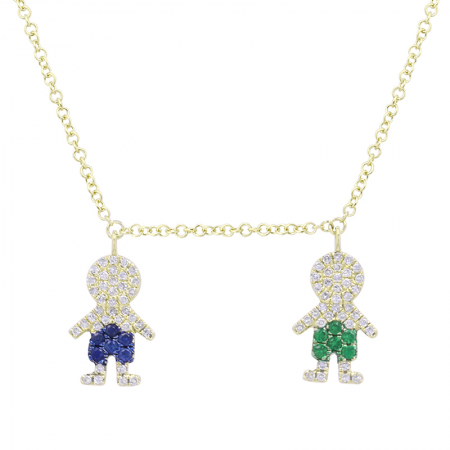 SAPPHIRE AND EMERALD BOYS NECKLACE