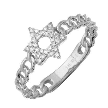 SMALL DIAMOND LINK JEWISH STAR RING