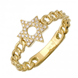SMALL DIAMOND LINK JEWISH STAR RING