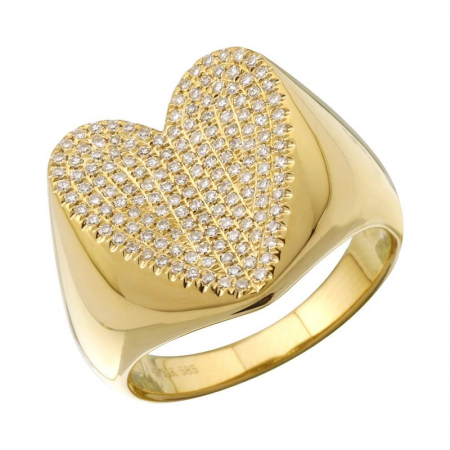 SPLIT HEART DIAMOND SIGNET RING