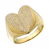 SPLIT HEART DIAMOND SIGNET RING