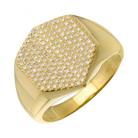 SPLIT HEXAGON DIAMOND SIGNET RING