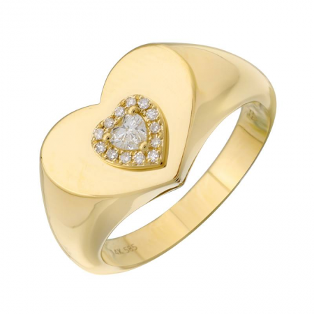 HEART DIAMOND SIGNET RING