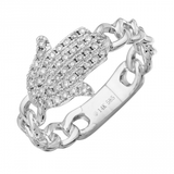 LARGE DIAMOND HAMSA LINK RING