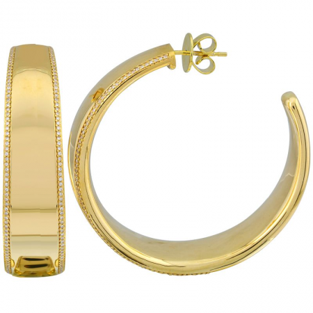DIAMOND BORDER OPEN GOLD HOOPS