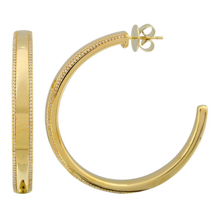 SKINNY DIAMOND BORDER GOLD HOOPS