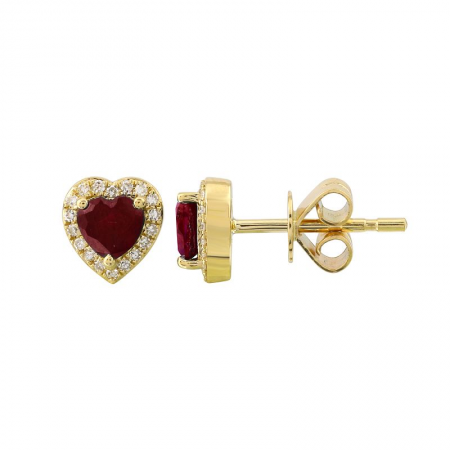 RUBY HEART STUDS