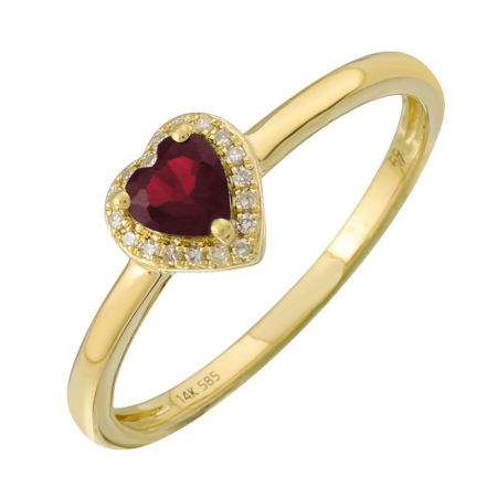 RUBY DIAMOND HEART RING