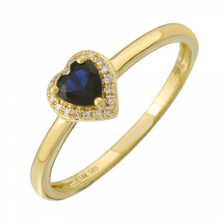 BLUE SAPPHIRE DIAMOND HEART RING