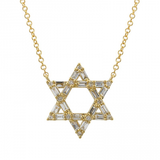 MEDIUM DIAMOND BAGUETTE JEWISH STAR NECKLACE