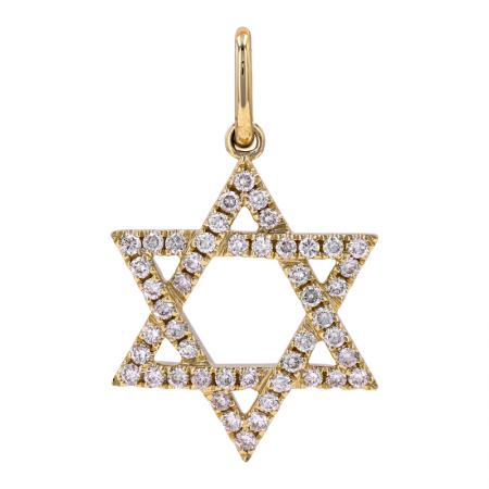 LARGE DIAMOND JEWISH STAR CHARM