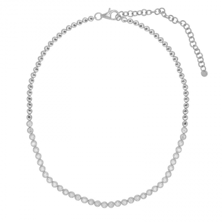 BEZEL SET HALFWAY TENNIS NECKLACE