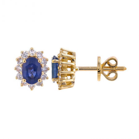 BLUE SAPPHIRE FLOWER STUDS
